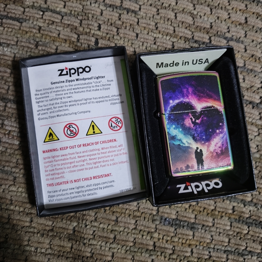 Zippo Cosmic Love Lighter Aurora Borealis Windproof Valentine's Collection